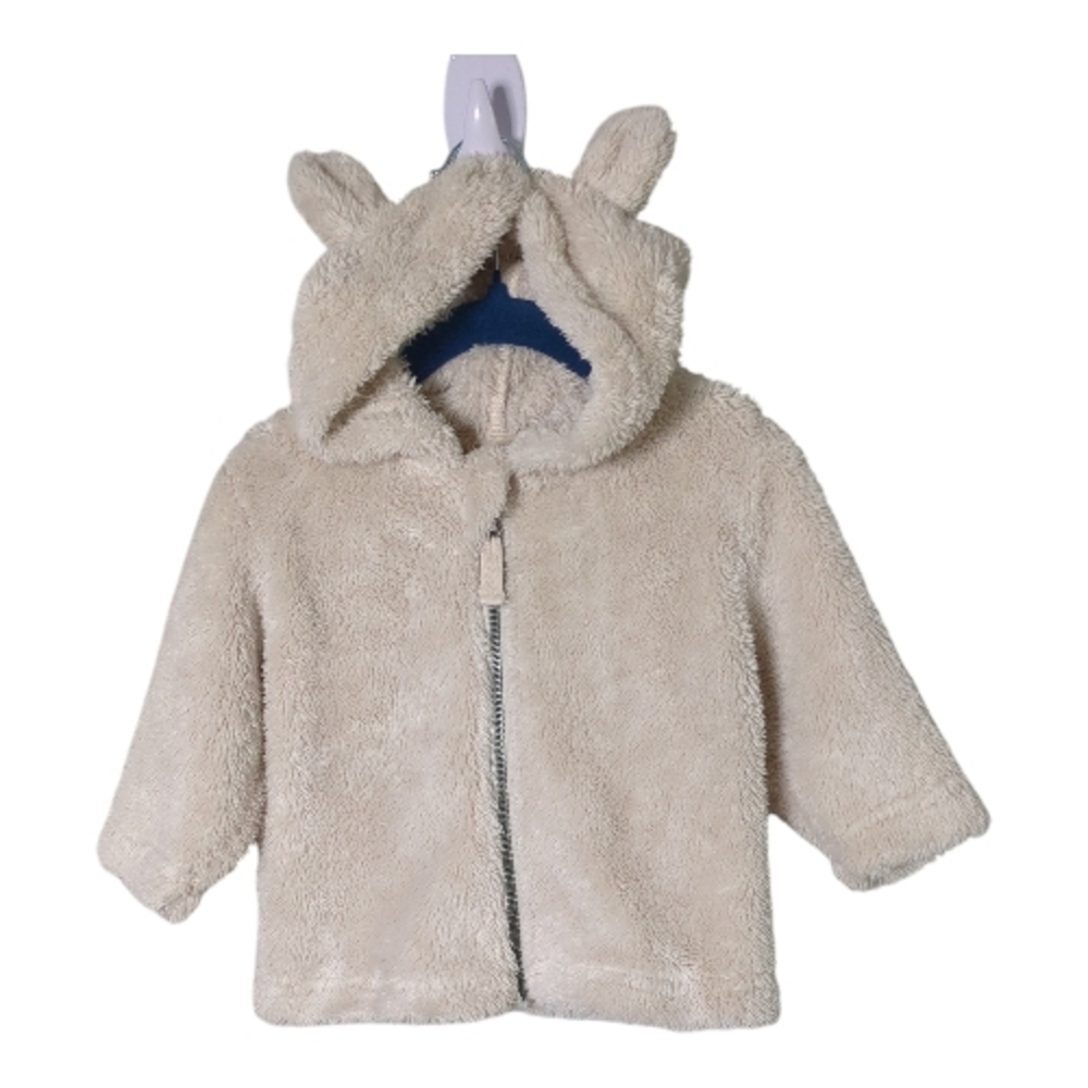 Hanna Andersson Baby Sherpa Jacket Hooded with Ears Light‎ Oat Size 6-12 months